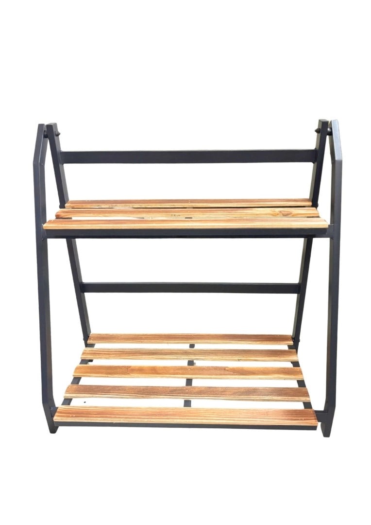 Estantería Organizador Madera Y Metal 2 Niveles Para Jardín
