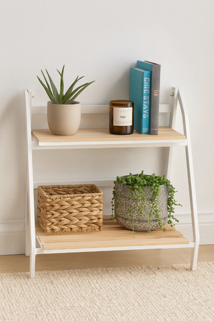 Estantería Organizador Madera Y Metal 2 Niveles Para Jardín