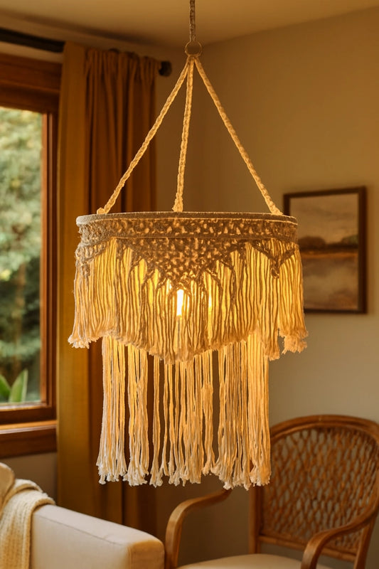 Pantalla de macramé estilo bohemio