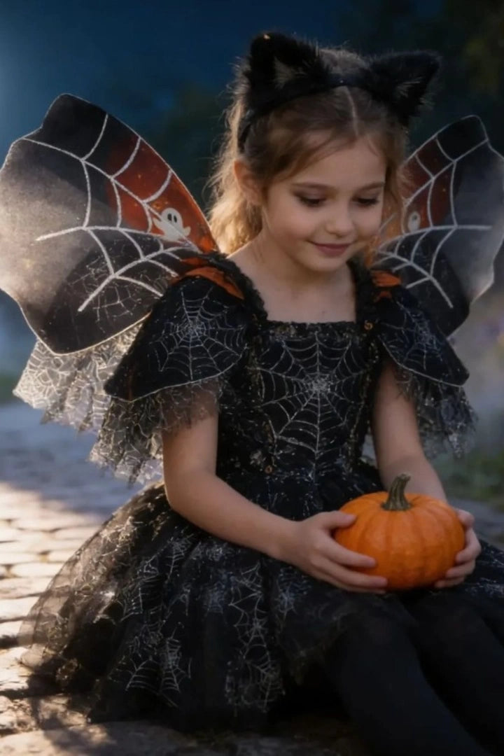 Set Tutu Y Alitas Disfraz Infantil Araña Halloween