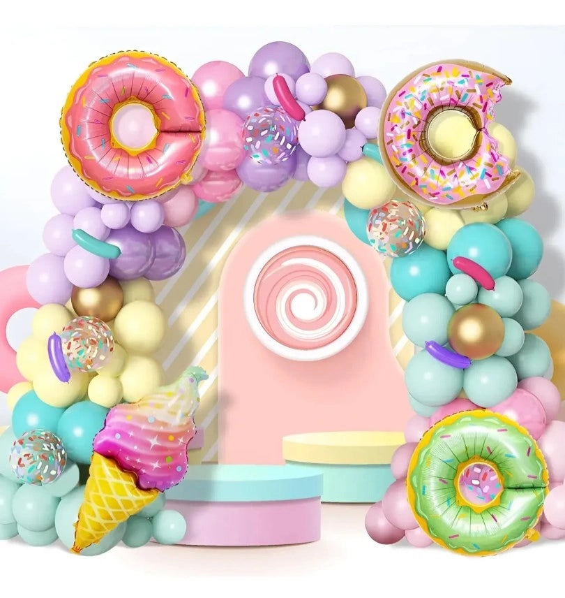 Set Globos De Dona Y Helados 121pcs Deco Fiesta