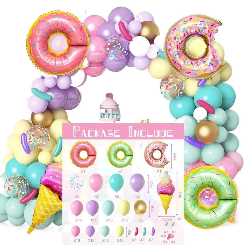 Set Globos De Dona Y Helados 121pcs Deco Fiesta