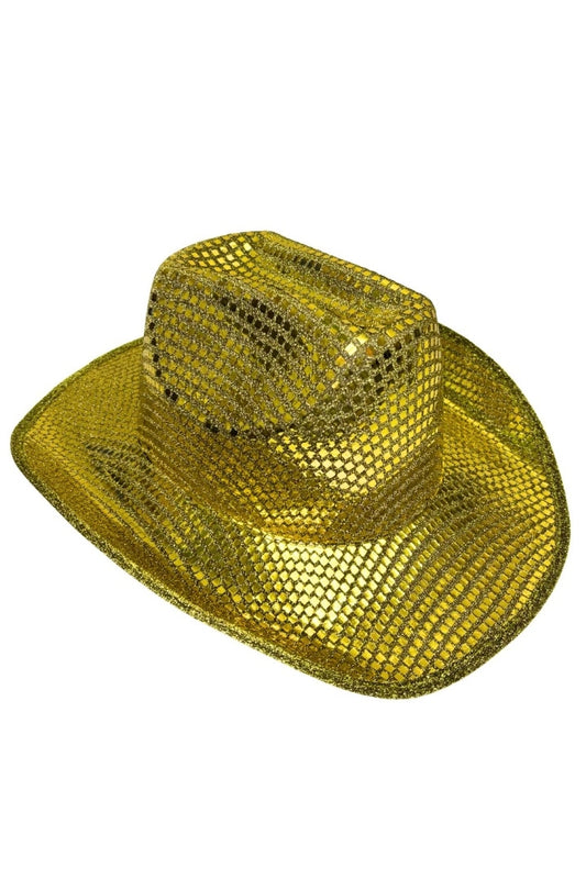 Sombrero Cowboy Dorado Con Lentejuelas Para Fiesta