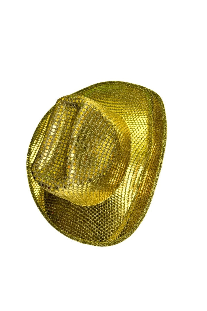 Sombrero Cowboy Dorado Con Lentejuelas Para Fiesta