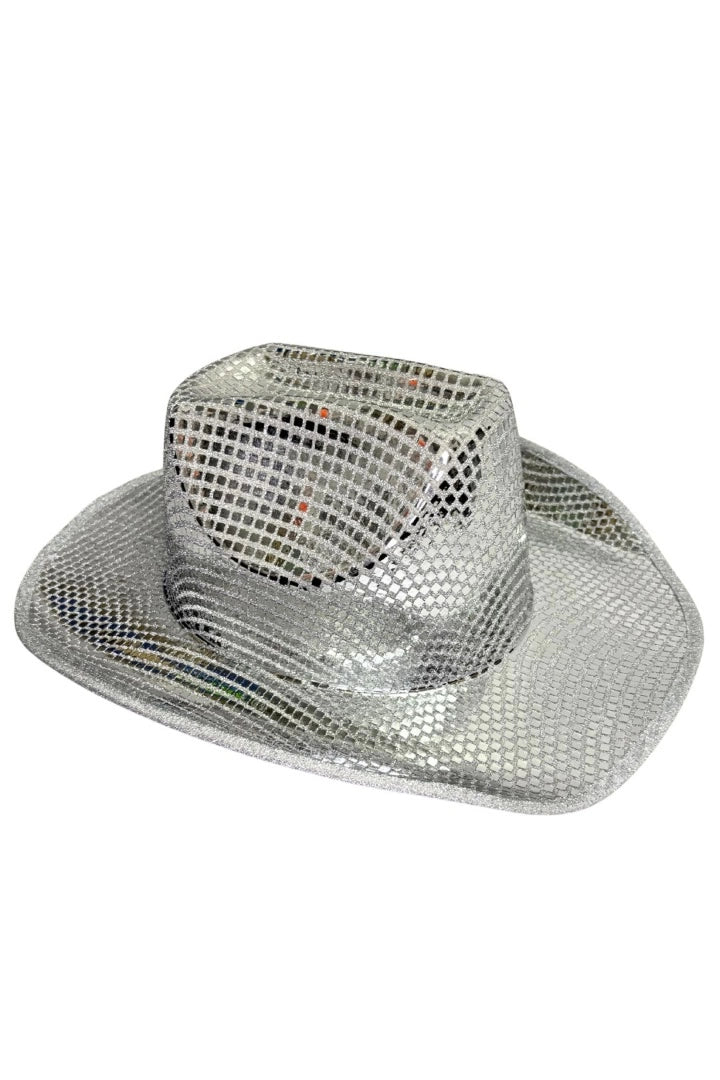 Sombrero Cowboy Con Lentejuelas Color Plateado