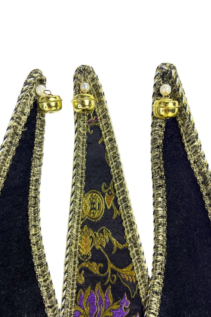 Máscara Veneciana Bufón Arlequín Negra Y Dorada