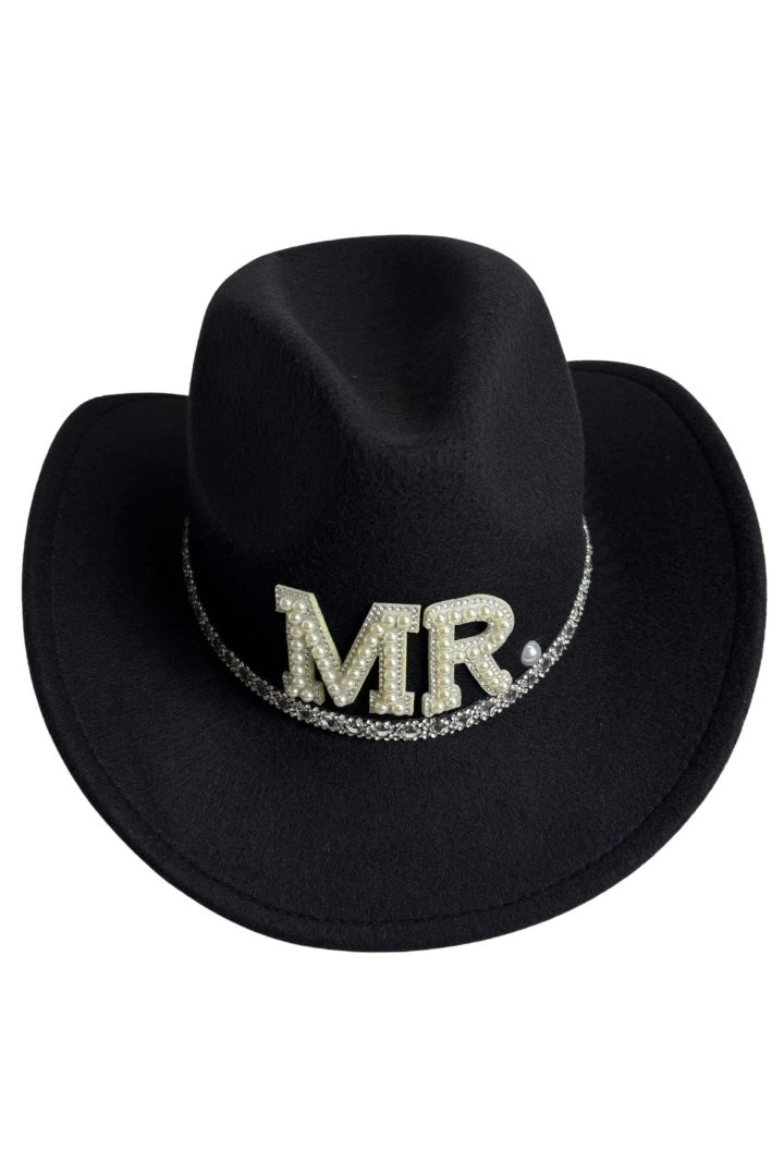 Sombrero Vaquero Cowboy Mrs Con Perlas Y Pedrería