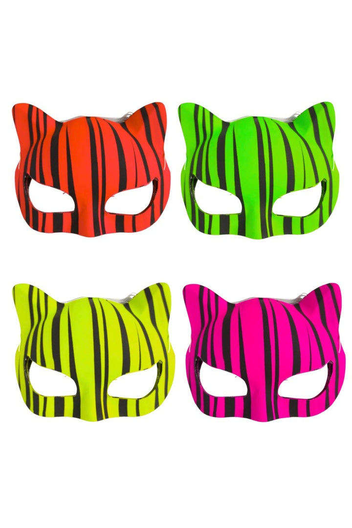 Antifaz De Gato Leopardo Flúor Surtidos Pack X12