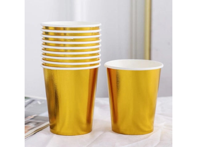 Vasos Descartables Metalizados X10 Para Fiesta