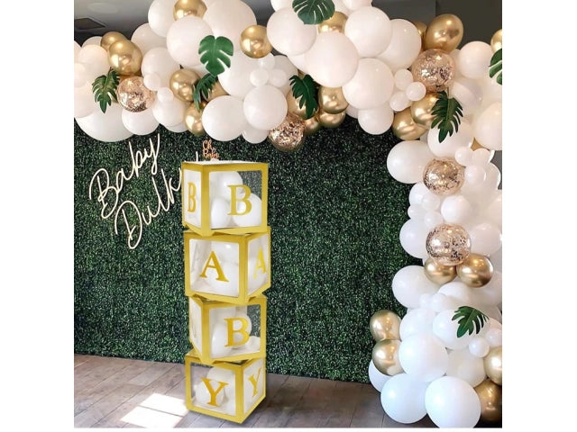 Cajas Decorativas Dorada Letras Baby X4 Baby Shower