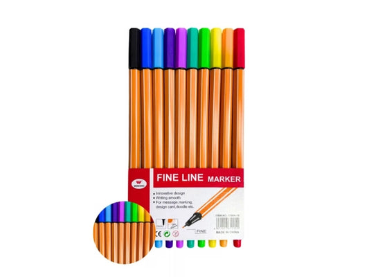 Marcadores línea fina 10 colores