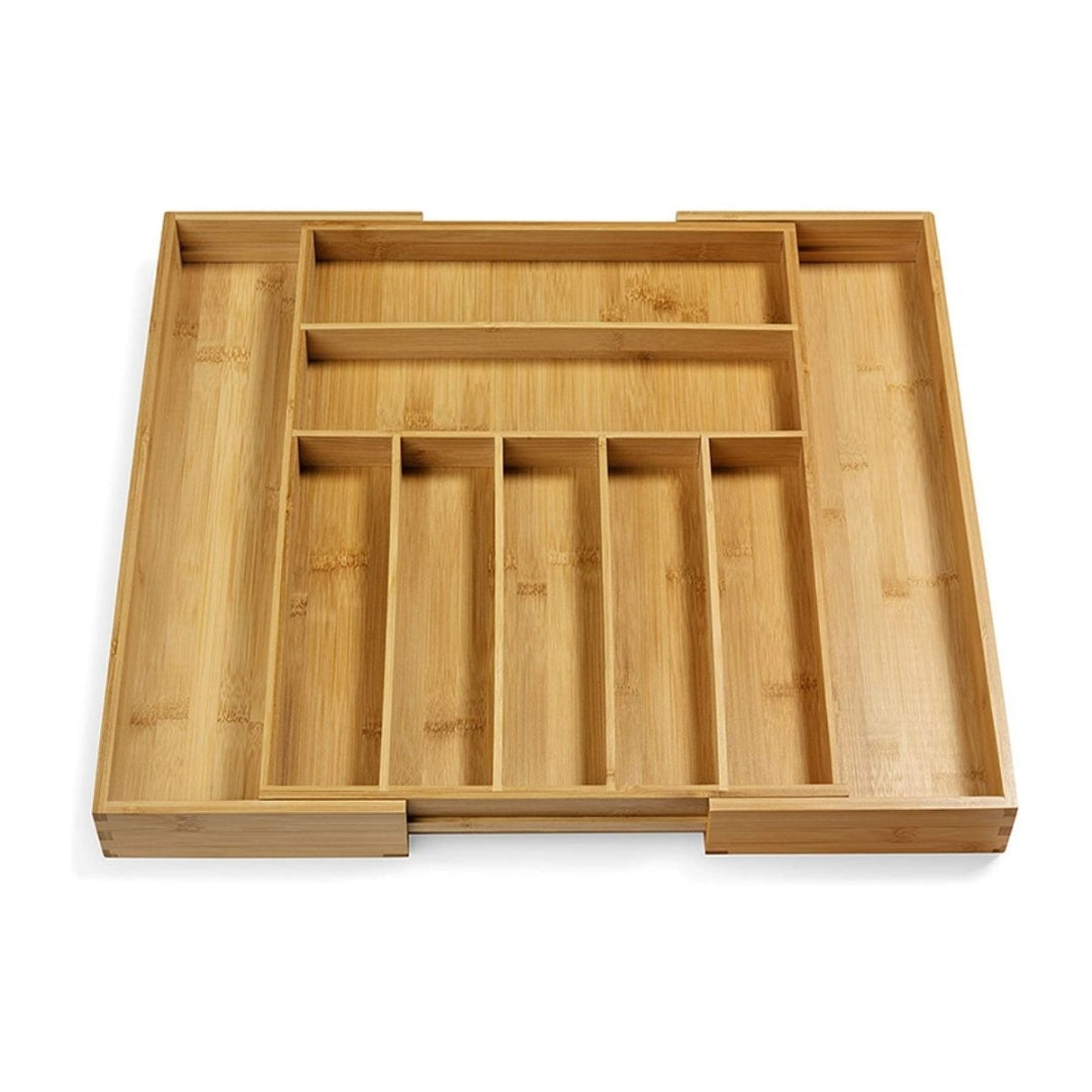 Organizador De Cubiertos Extensible De Bambú
