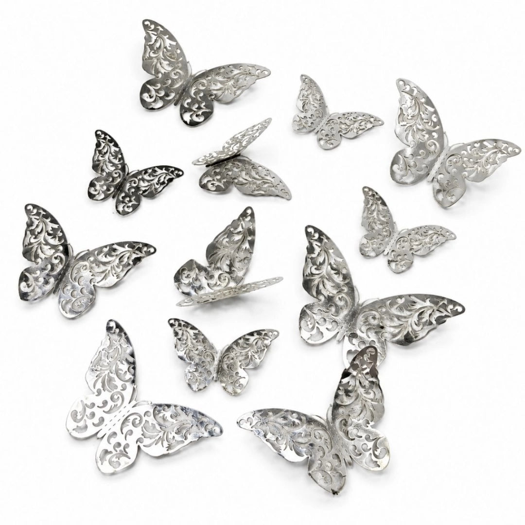 Set De 12 Mariposas 3d Decorativas Autoadhesivas