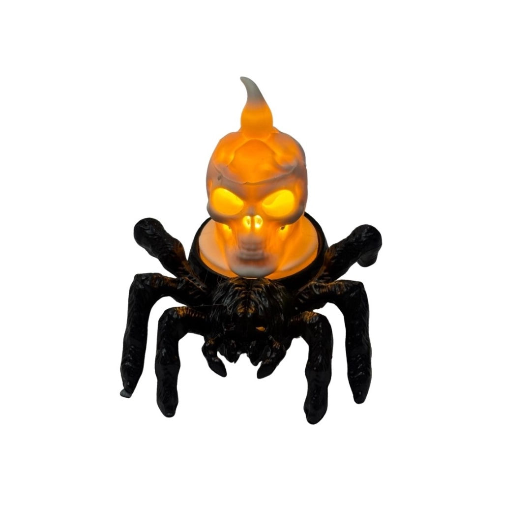 Vela Led Araña Con Calavera Decoración Halloween